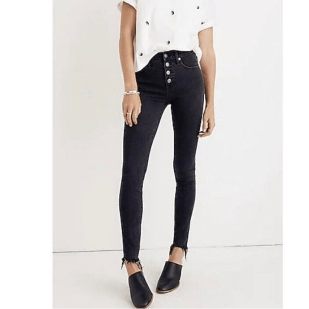 Madewell 9” High Rose Skinny black button skinny jeans 29